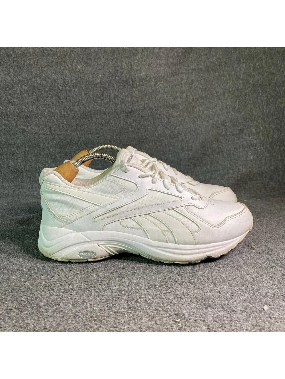 Reebok DMX Max Shoes Womens Size 10W White Leather Walking Athletic Sneakers